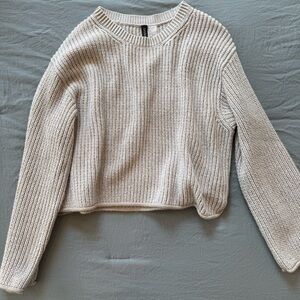 Divided tan cropped sweater